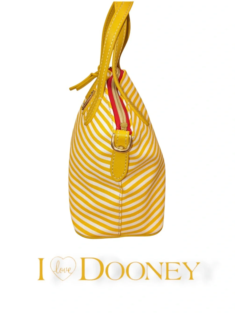 Dooney & Bourke Yellow/White Striped Sullivan Bitsy Satchel - Like New!